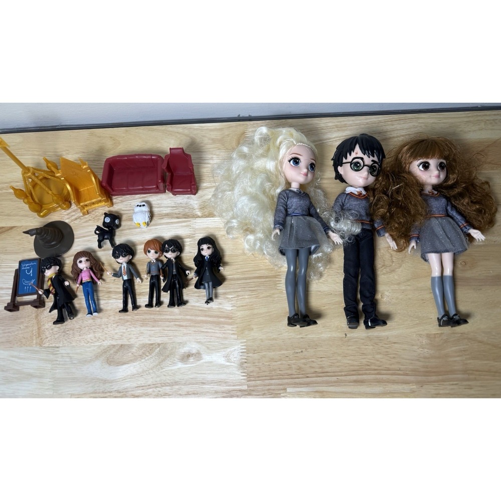 Harry Potter Wizarding World Doll Figure Lot Hermione Harry Luna Accessories
